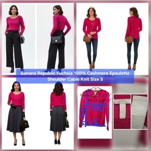 Banana Republic Fuchsia 100% Cashmere Cable Knit Size S